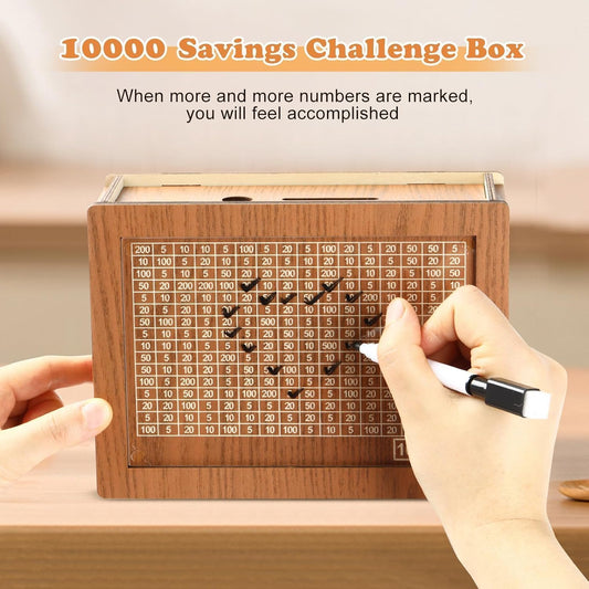 Perpetual Wooden Money Piggy Bank, Money Saving Box, Gullak with Savings Chart, 100000 Rupees Goal Tracker, Cash Collection Bank for Kids and Adults(1Pc)
